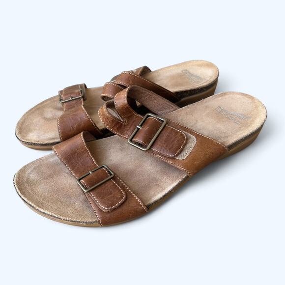 Dansko Rosie Double Strap Slide Comfort Sandals Brown Leather Women's size 39 - Picture 7 of 8